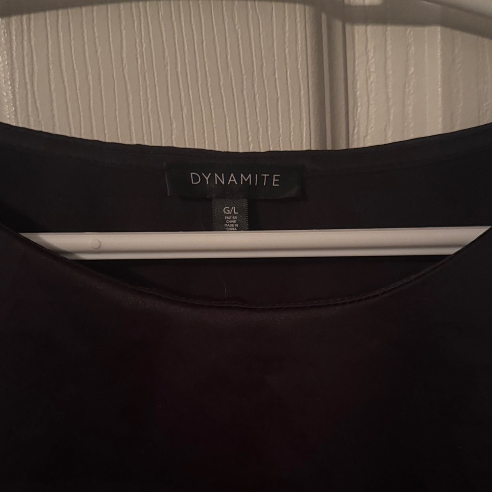 Dynamite Black Satin Round-Neck Blouse